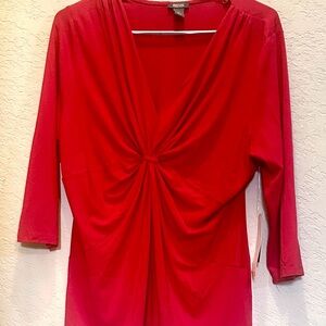 Kenneth Cole Reaction Twist-Front Blouse – Vibrant Red, Size XL, NWT -$59 MRSP